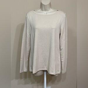 Banana Republic Women’s Cream Long Sleeve Boat Neck Comfort Soft Blouse M